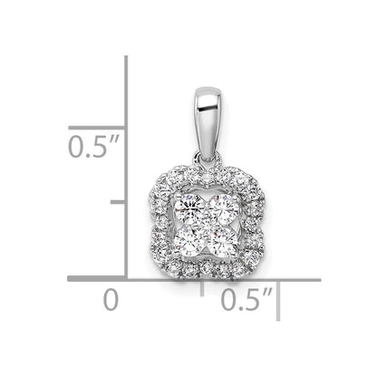 14K Weißgold 0,375 ct. Labor-Diamant VS/SI+ G+ Quadratischer Halo-Anhänger