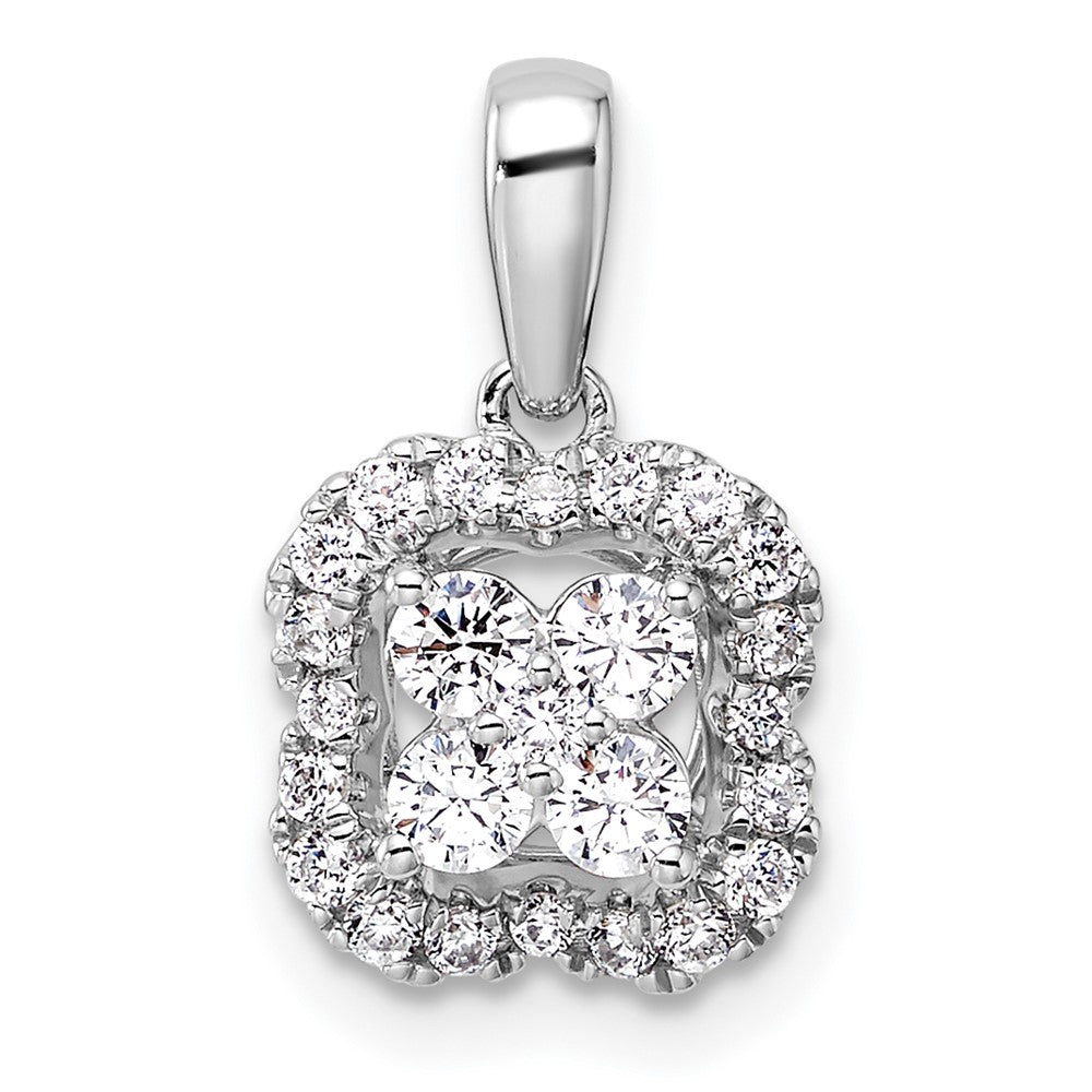 14K Weißgold 0,375 ct. Labor-Diamant VS/SI+ G+ Quadratischer Halo-Anhänger