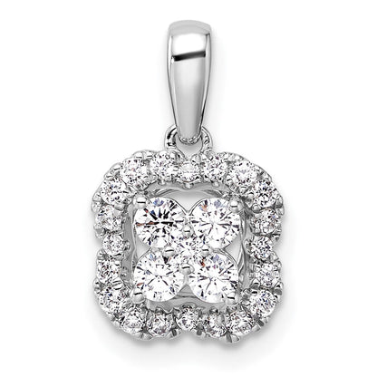 14K Weißgold 0,375 ct. Labor-Diamant VS/SI+ G+ Quadratischer Halo-Anhänger