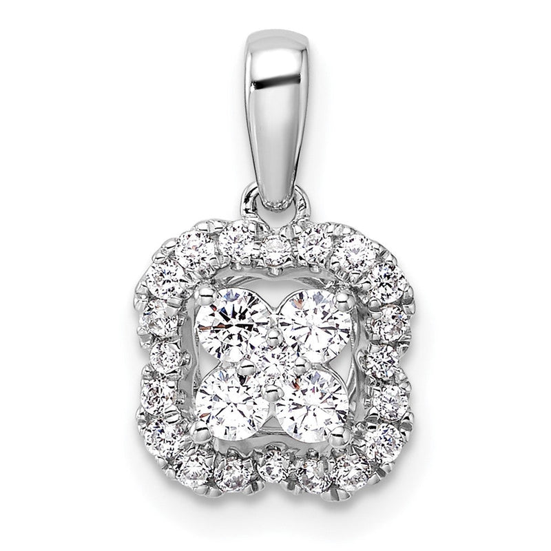 14K Weißgold 0,375 ct. Labor-Diamant VS/SI+ G+ Quadratischer Halo-Anhänger