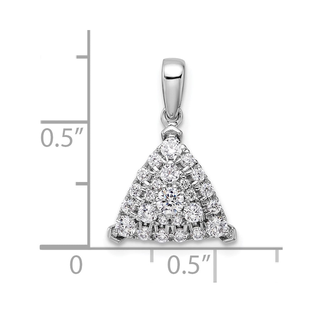 14K Weißgold Laborgezüchteter Diamant VS/SI+ G+ 0,5 ct. Kompletter Dreieck-Cluster-Anhänger