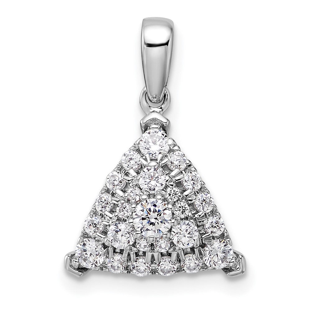 14K Weißgold Laborgezüchteter Diamant VS/SI+ G+ 0,5 ct. Kompletter Dreieck-Cluster-Anhänger