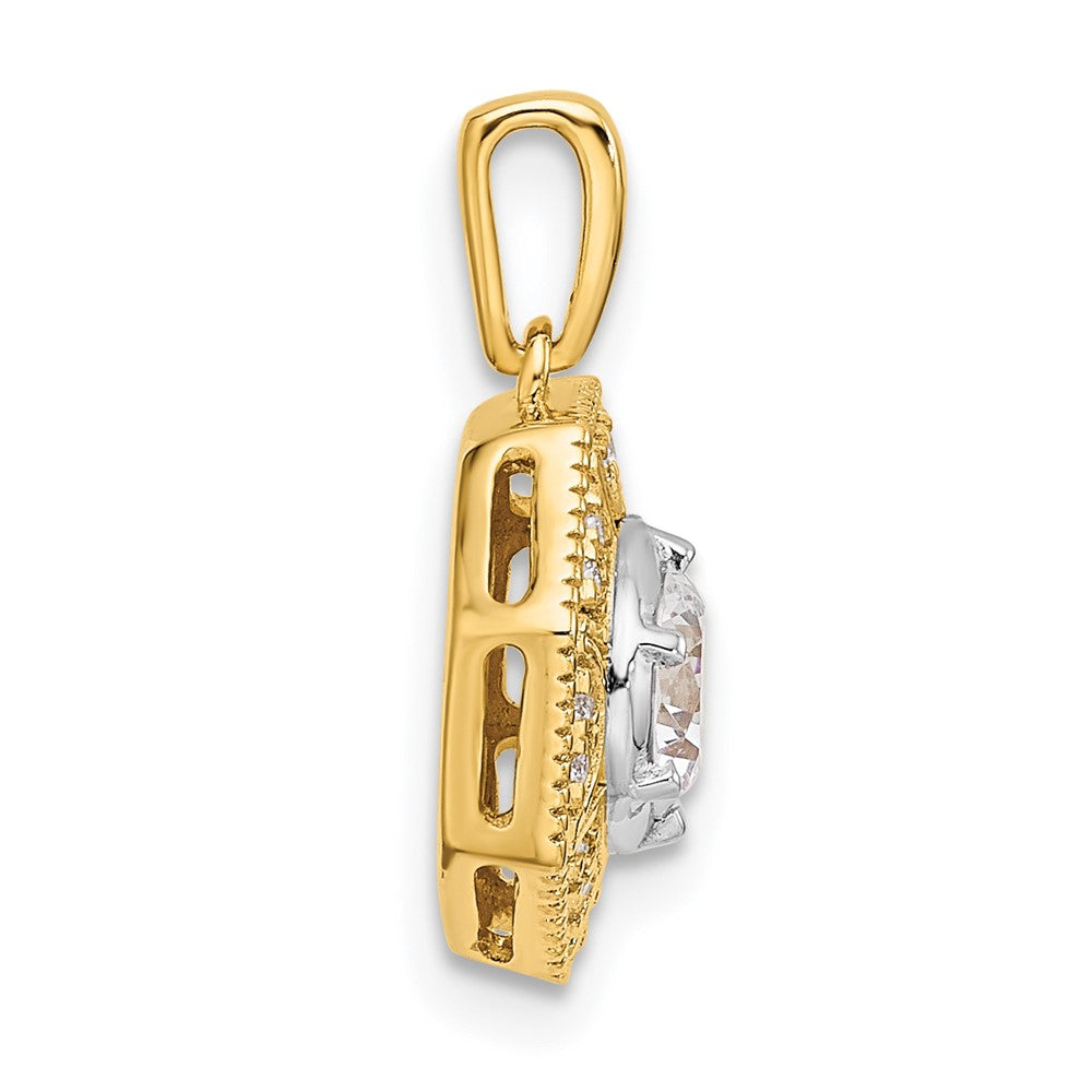 14K Bicolor 3/4 Karat Im Labor Gezüchtet Diamant Vs/si+ G+ Octogon Heiligenschein Anhänger