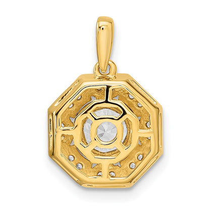 14K Bicolor 3/4 Karat Im Labor Gezüchtet Diamant Vs/si+ G+ Octogon Heiligenschein Anhänger