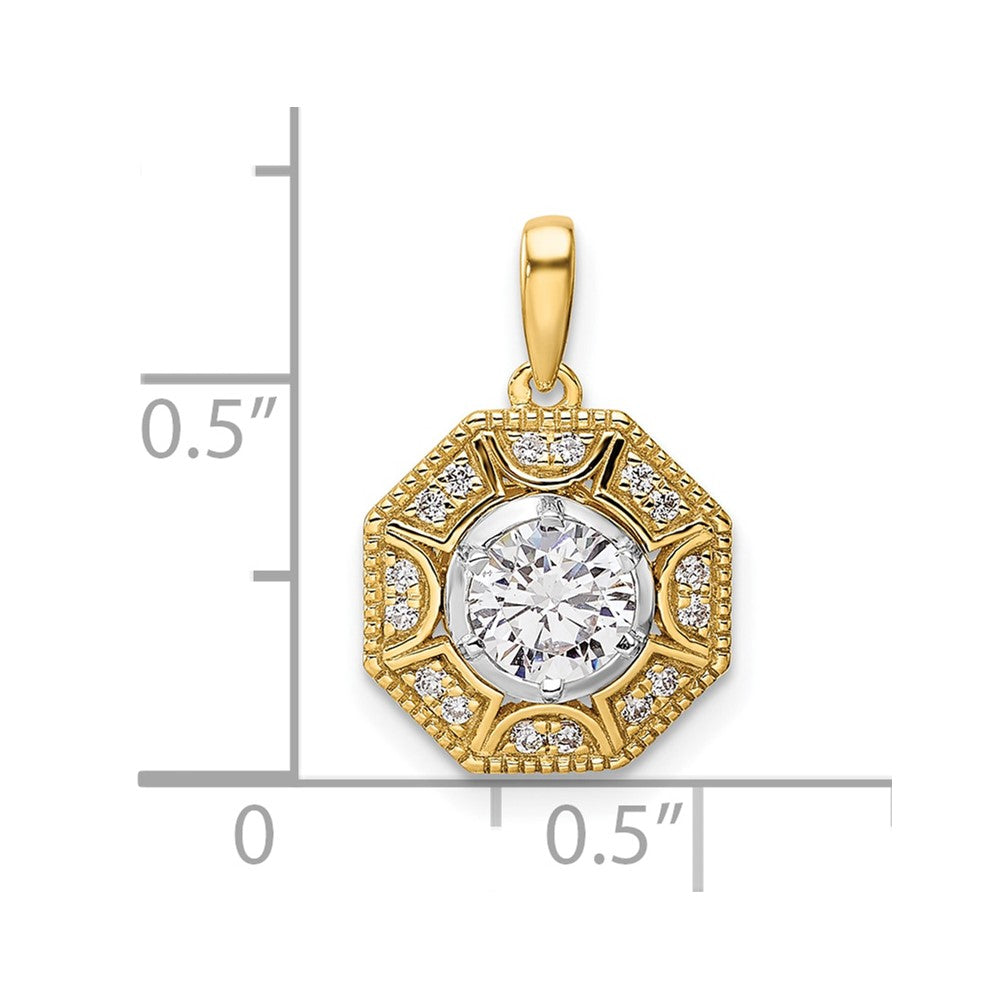 14K Bicolor 3/4 Karat Im Labor Gezüchtet Diamant Vs/si+ G+ Octogon Heiligenschein Anhänger