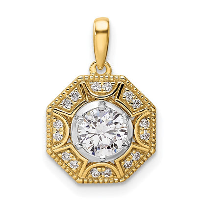 14K Bicolor 3/4 Karat Im Labor Gezüchtet Diamant Vs/si+ G+ Octogon Heiligenschein Anhänger