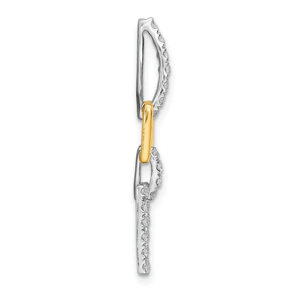 14K Bicolor 0,5 ct. Laborgezüchteter Diamant VS/SI+ G+ Baumelnder Quadratischer Ketten-Gleitanhänger