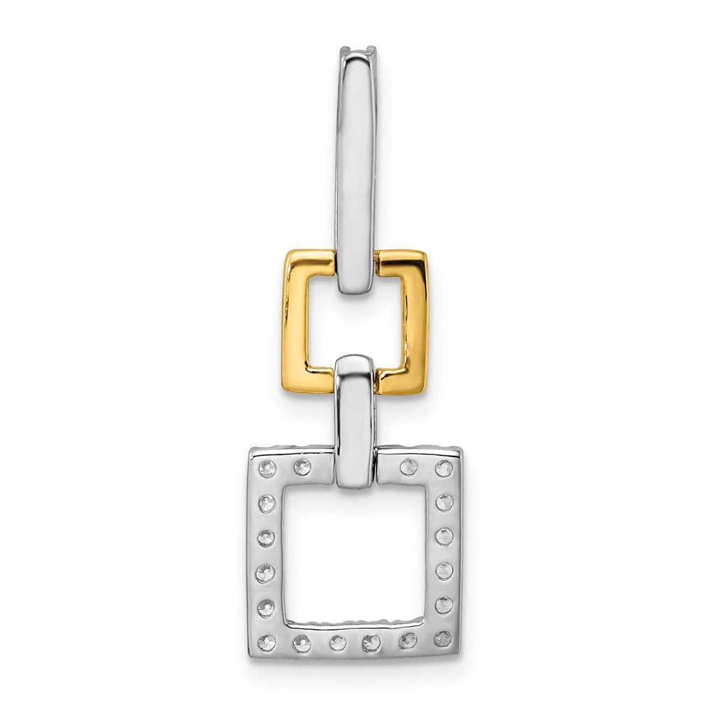 14K Bicolor 0,5 ct. Laborgezüchteter Diamant VS/SI+ G+ Baumelnder Quadratischer Ketten-Gleitanhänger