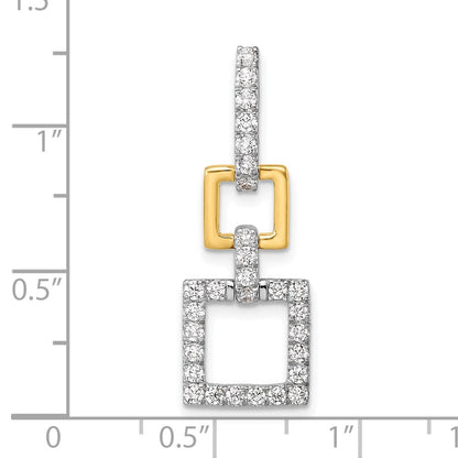 14K Bicolor 0,5 ct. Laborgezüchteter Diamant VS/SI+ G+ Baumelnder Quadratischer Ketten-Gleitanhänger