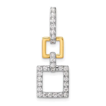 14K Bicolor 0,5 ct. Laborgezüchteter Diamant VS/SI+ G+ Baumelnder Quadratischer Ketten-Gleitanhänger