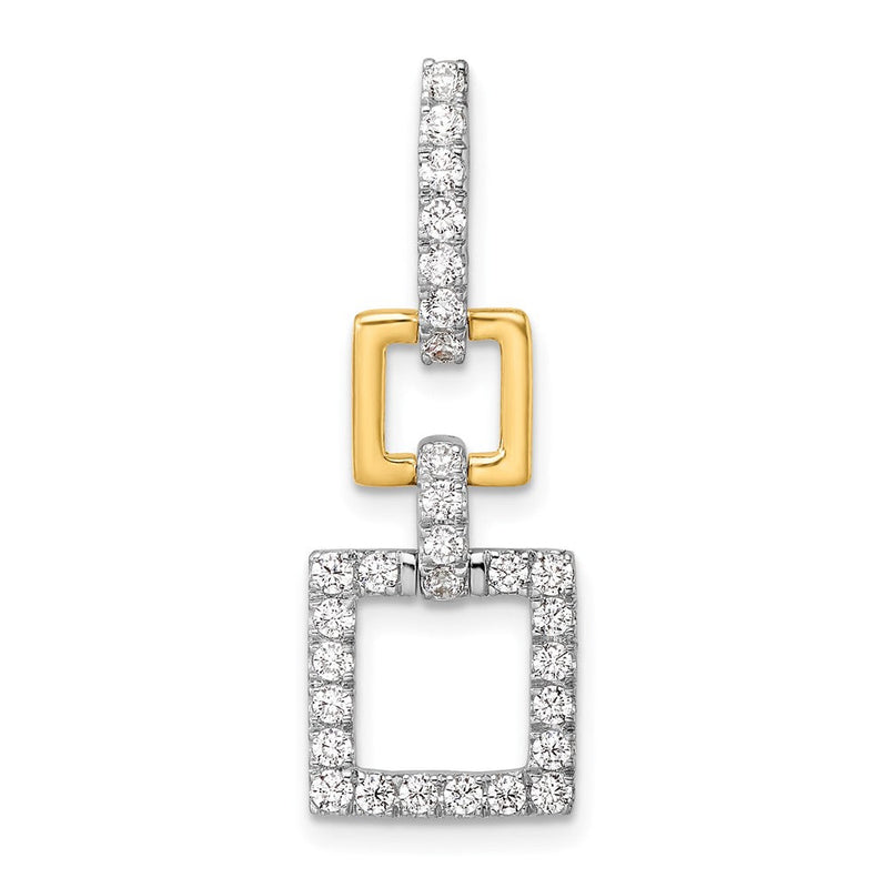 14K Bicolor 0,5 ct. Laborgezüchteter Diamant VS/SI+ G+ Baumelnder Quadratischer Ketten-Gleitanhänger
