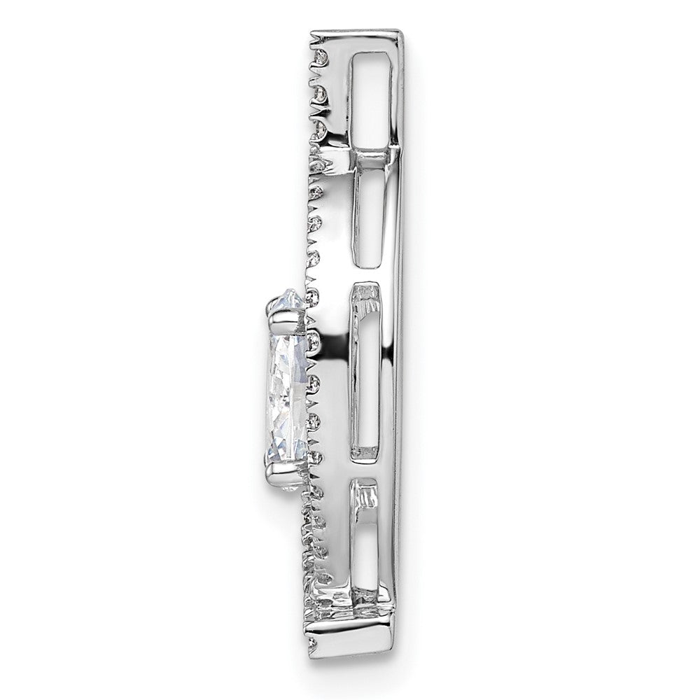 14K Weißgold 0,2 ct. Laborgezüchteter Diamant VS/SI+ G+ 0,75 ct. Rund Mittelstein Ketten-Gleitanhänger