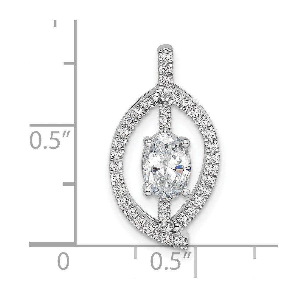 14K Weißgold 0,2 ct. Laborgezüchteter Diamant VS/SI+ G+ 0,75 ct. Rund Mittelstein Ketten-Gleitanhänger