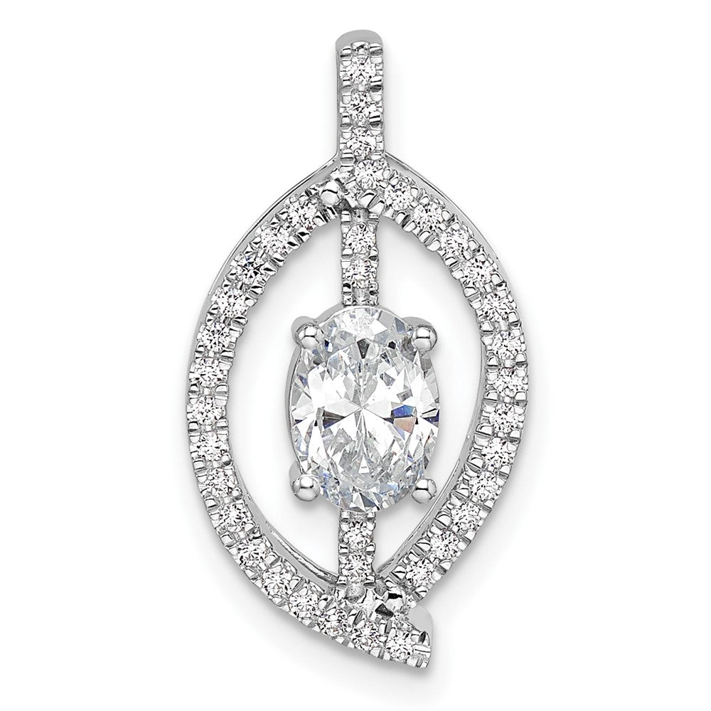 14K Weißgold 0,2 ct. Laborgezüchteter Diamant VS/SI+ G+ 0,75 ct. Rund Mittelstein Ketten-Gleitanhänger