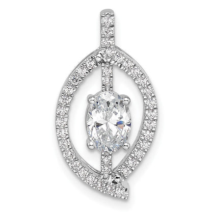 14K Weißgold 0,2 ct. Laborgezüchteter Diamant VS/SI+ G+ 0,75 ct. Rund Mittelstein Ketten-Gleitanhänger