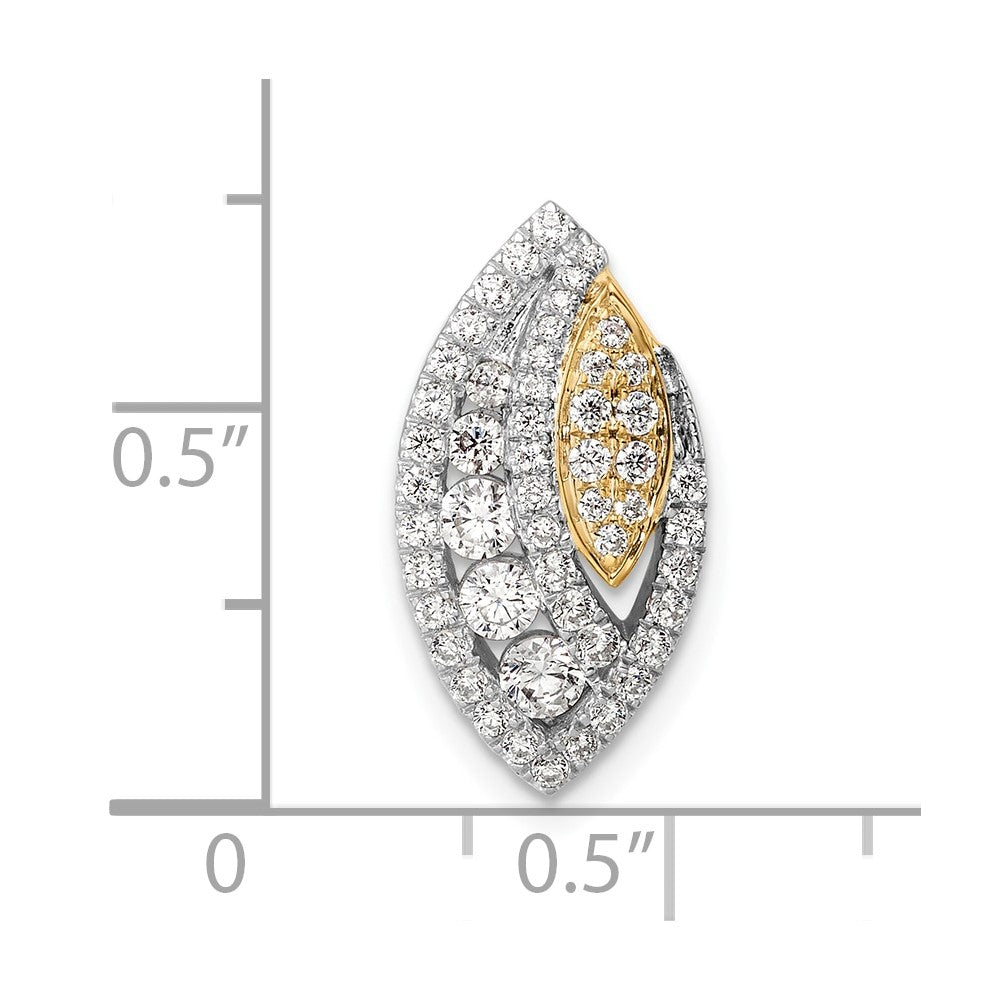14K Bicolor Laborgezüchteter Diamant 0,625 ct. VS/SI+ G+ Gleitanhänger für Fantasiekette