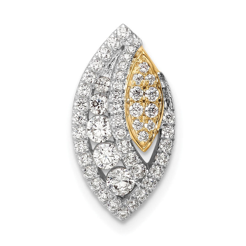 14K Bicolor Laborgezüchteter Diamant 0,625 ct. VS/SI+ G+ Gleitanhänger für Fantasiekette