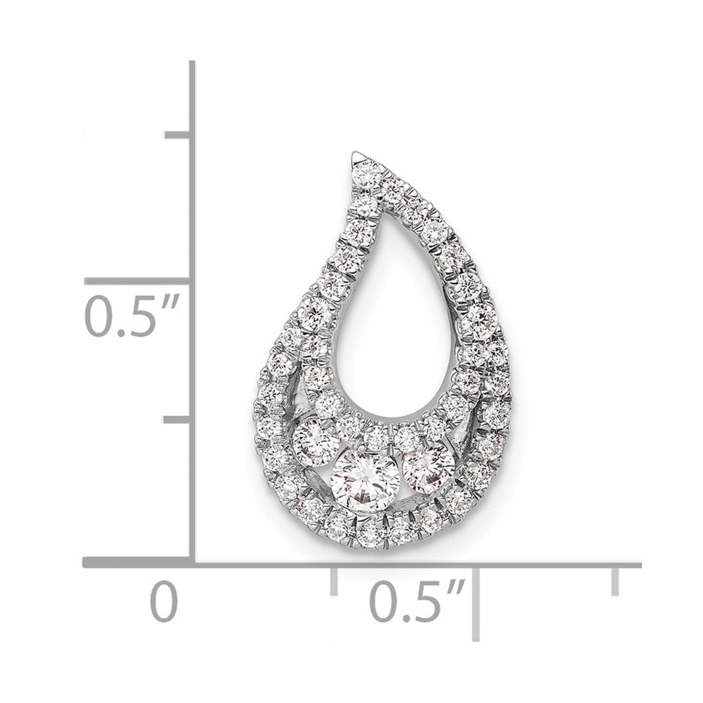 14K Weißgold 0,5 ct. Labordiamant VS/SI+ G+ Komplett-Tropfen-Cluster-Ketten-Gleitanhänger