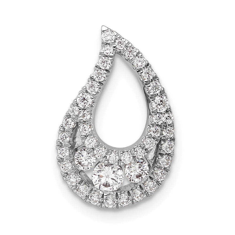 14K Weißgold 0,5 ct. Labordiamant VS/SI+ G+ Komplett-Tropfen-Cluster-Ketten-Gleitanhänger