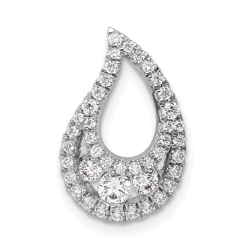 14K Weißgold 0,5 ct. Labordiamant VS/SI+ G+ Komplett-Tropfen-Cluster-Ketten-Gleitanhänger