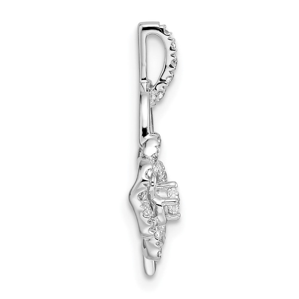 14K Weißgold Blume-auf-Herz-Anhänger mit 0,2 ct. laborgezüchtetem Diamanten VS/SI+ G+