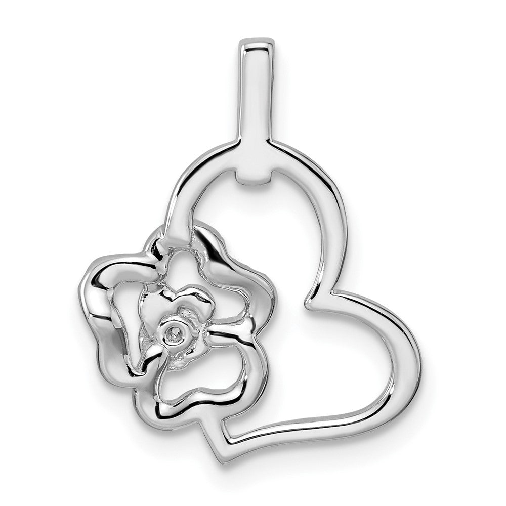 14K Weißgold Blume-auf-Herz-Anhänger mit 0,2 ct. laborgezüchtetem Diamanten VS/SI+ G+
