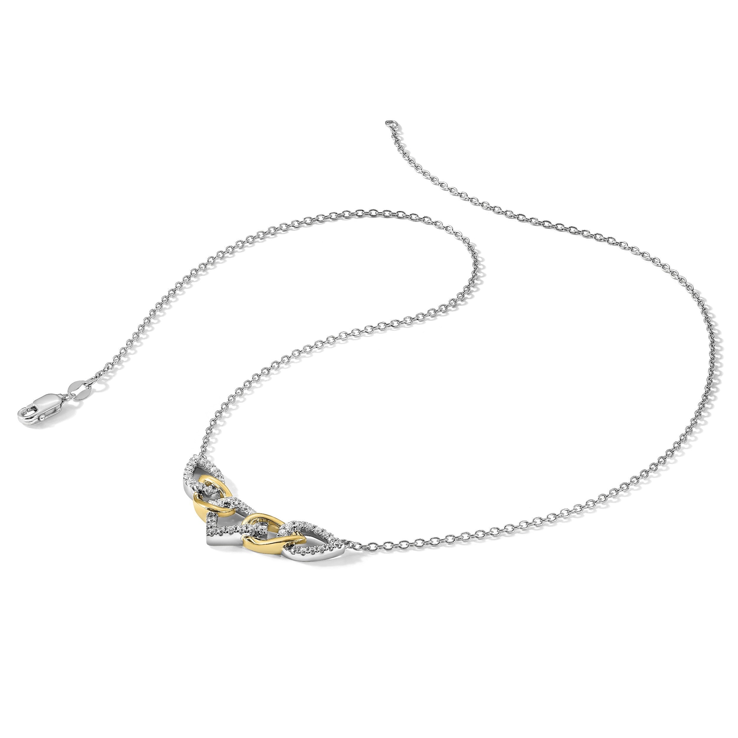 14K Bicolor Im Labor Gezüchtet Vs/si+ G+ Diamant Linked Tropfen Halskette