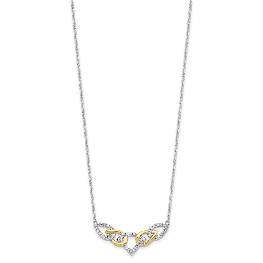14K Bicolor Im Labor Gezüchtet Vs/si+ G+ Diamant Linked Tropfen Halskette