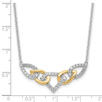 14K Bicolor Im Labor Gezüchtet Vs/si+ G+ Diamant Linked Tropfen Halskette
