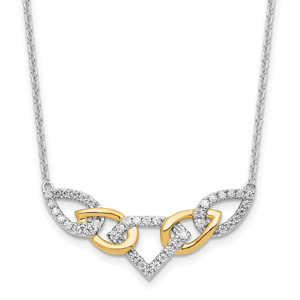 14K Bicolor Im Labor Gezüchtet Vs/si+ G+ Diamant Linked Tropfen Halskette