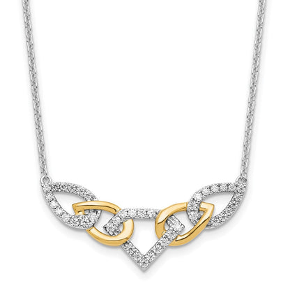 14K Bicolor Im Labor Gezüchtet Vs/si+ G+ Diamant Linked Tropfen Halskette