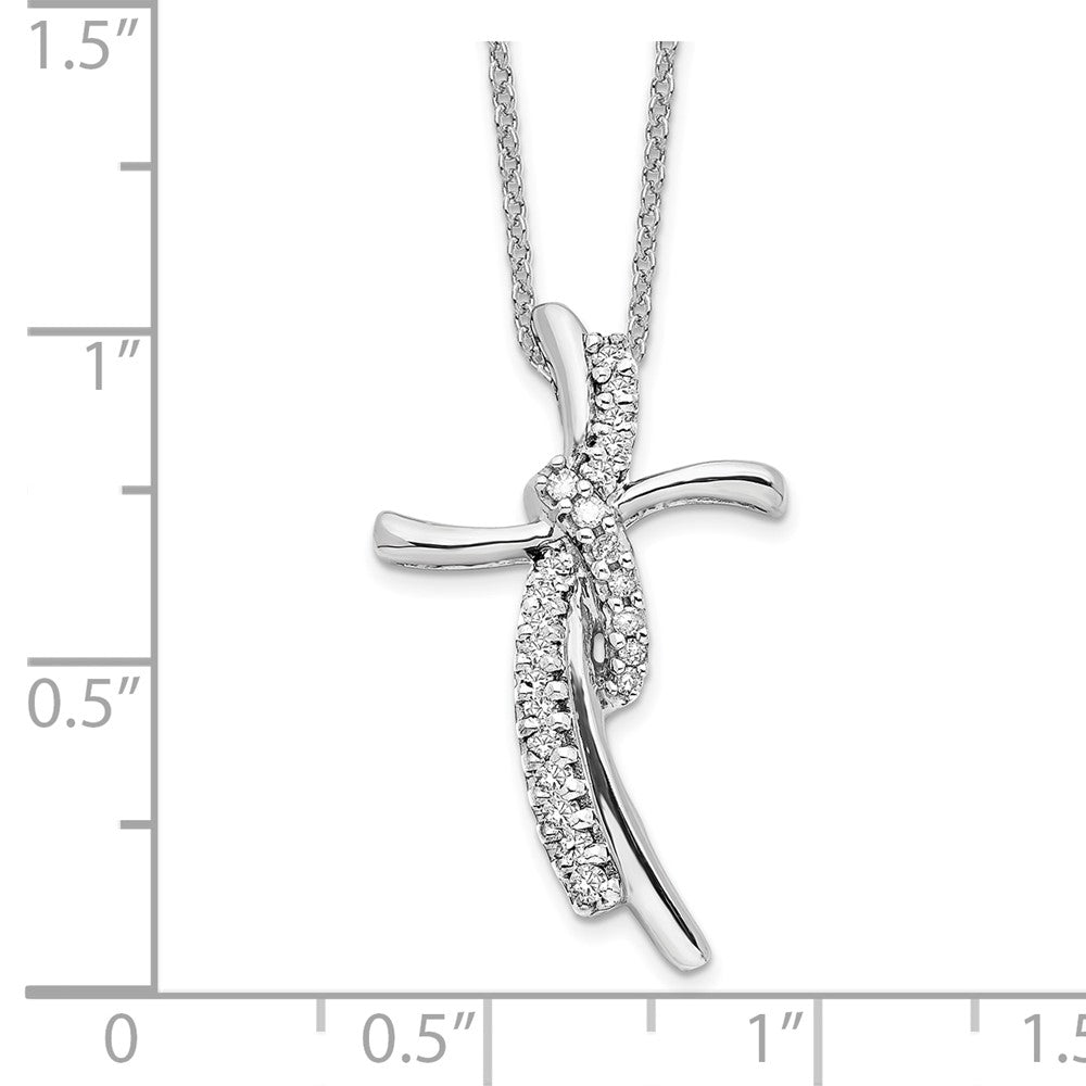 14K Weißgold 0,125 ct. Laborgezüchteter Diamant VS/SI+ G+ 18 Zoll Kreuzanhänger-Halskette