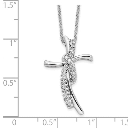 14K Weißgold 0,125 ct. Laborgezüchteter Diamant VS/SI+ G+ 18 Zoll Kreuzanhänger-Halskette