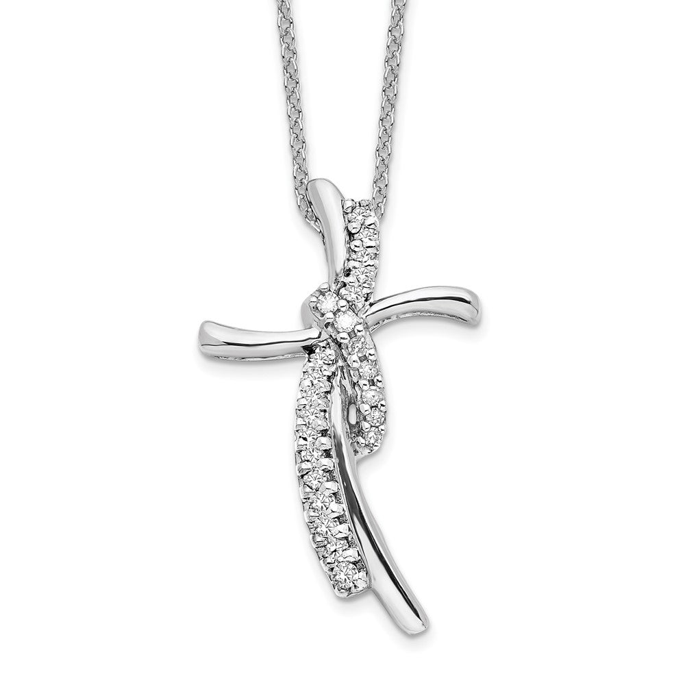 14K Weißgold 0,125 ct. Laborgezüchteter Diamant VS/SI+ G+ 18 Zoll Kreuzanhänger-Halskette