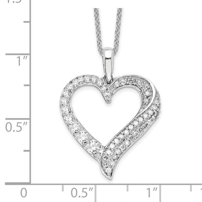 14K Weißgold 0,5 ct. Laborgezüchteter Diamant VS/SI+ G+ 18 Zoll Herz-Anhänger-Halskette