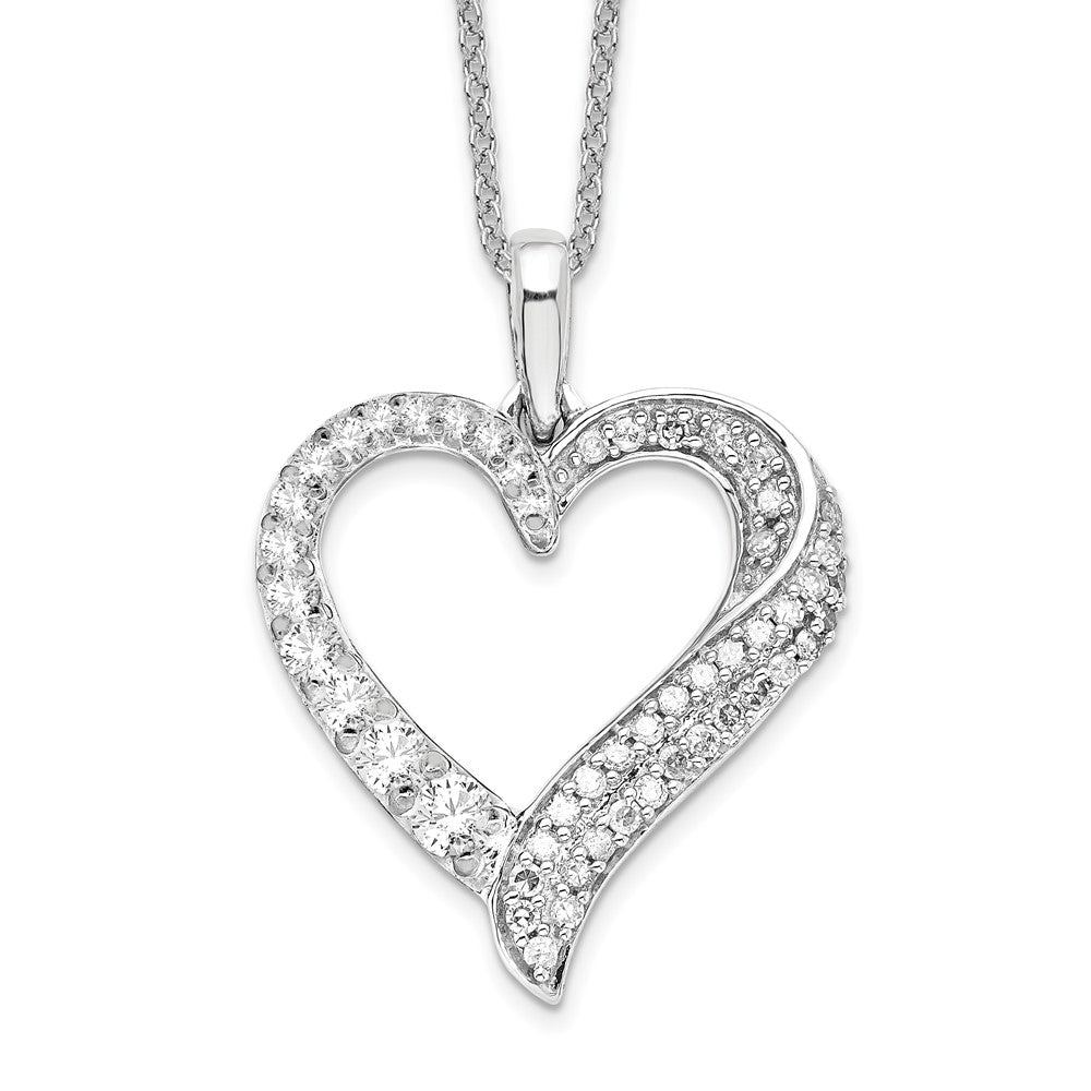 14K Weißgold 0,5 ct. Laborgezüchteter Diamant VS/SI+ G+ 18 Zoll Herz-Anhänger-Halskette