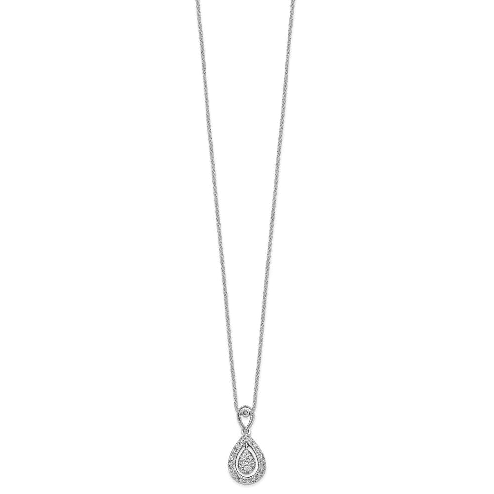 14K Weißgold 0,2 ct. Laborgezüchteter Diamant VS/SI+ G+ 45,7 cm Tropfen-Anhänger-Halskette