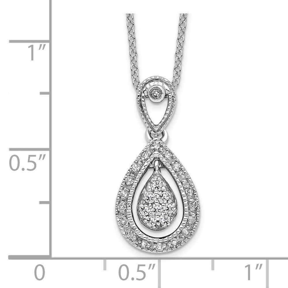 14K Weißgold 0,2 ct. Laborgezüchteter Diamant VS/SI+ G+ 45,7 cm Tropfen-Anhänger-Halskette