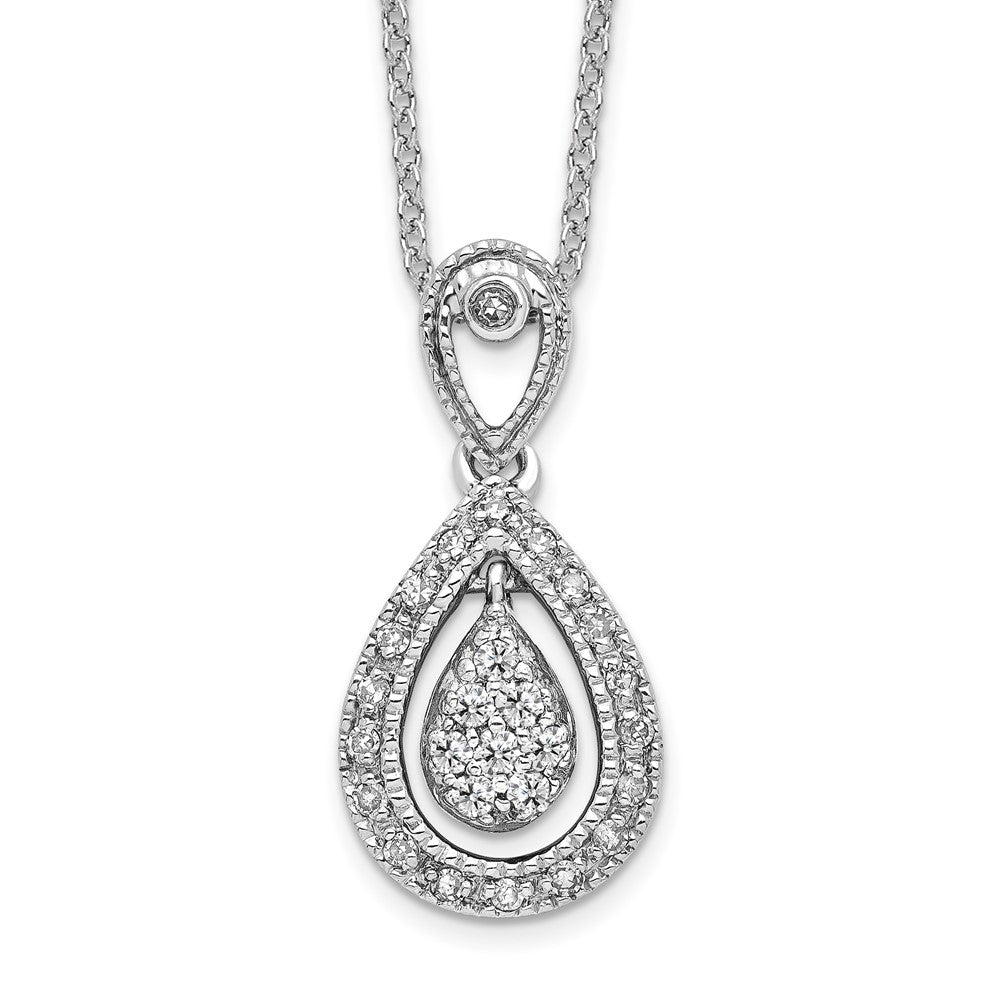 14K Weißgold 0,2 ct. Laborgezüchteter Diamant VS/SI+ G+ 45,7 cm Tropfen-Anhänger-Halskette