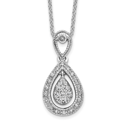 14K Weißgold 0,2 ct. Laborgezüchteter Diamant VS/SI+ G+ 45,7 cm Tropfen-Anhänger-Halskette