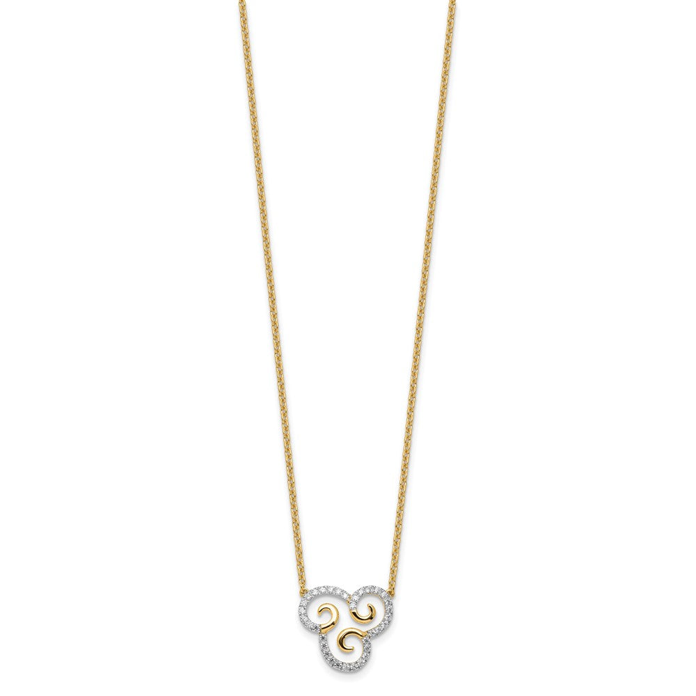 14K Gelbgold 1/4 Ct. Im Labor Gezüchtet Diamant Vs/si+ G+ Swirls 18 Zoll Halskette