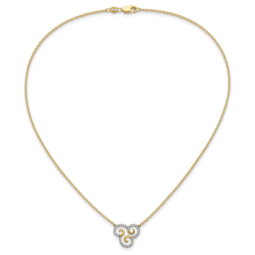 14K Gelbgold 1/4 Ct. Im Labor Gezüchtet Diamant Vs/si+ G+ Swirls 18 Zoll Halskette