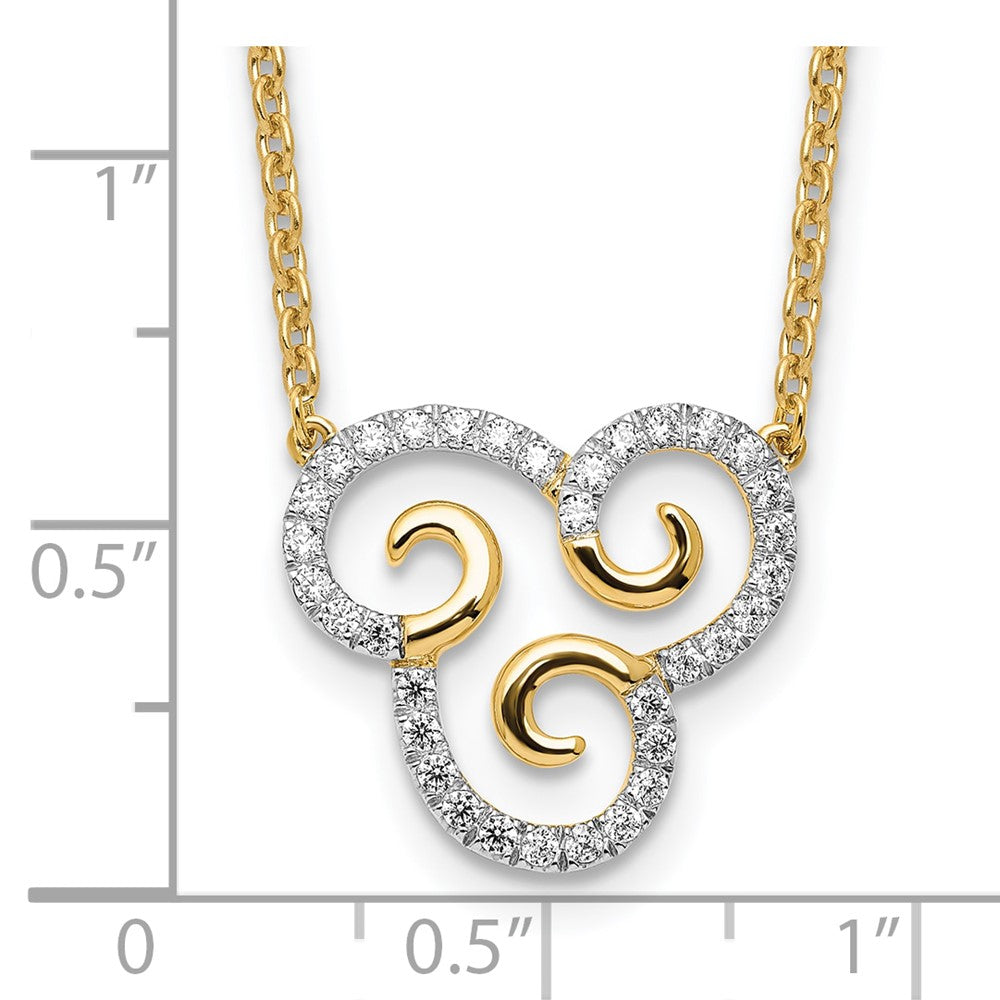 14K Gelbgold 1/4 Ct. Im Labor Gezüchtet Diamant Vs/si+ G+ Swirls 18 Zoll Halskette