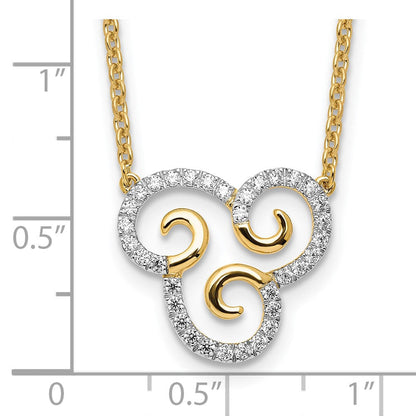 14K Gelbgold 1/4 Ct. Im Labor Gezüchtet Diamant Vs/si+ G+ Swirls 18 Zoll Halskette