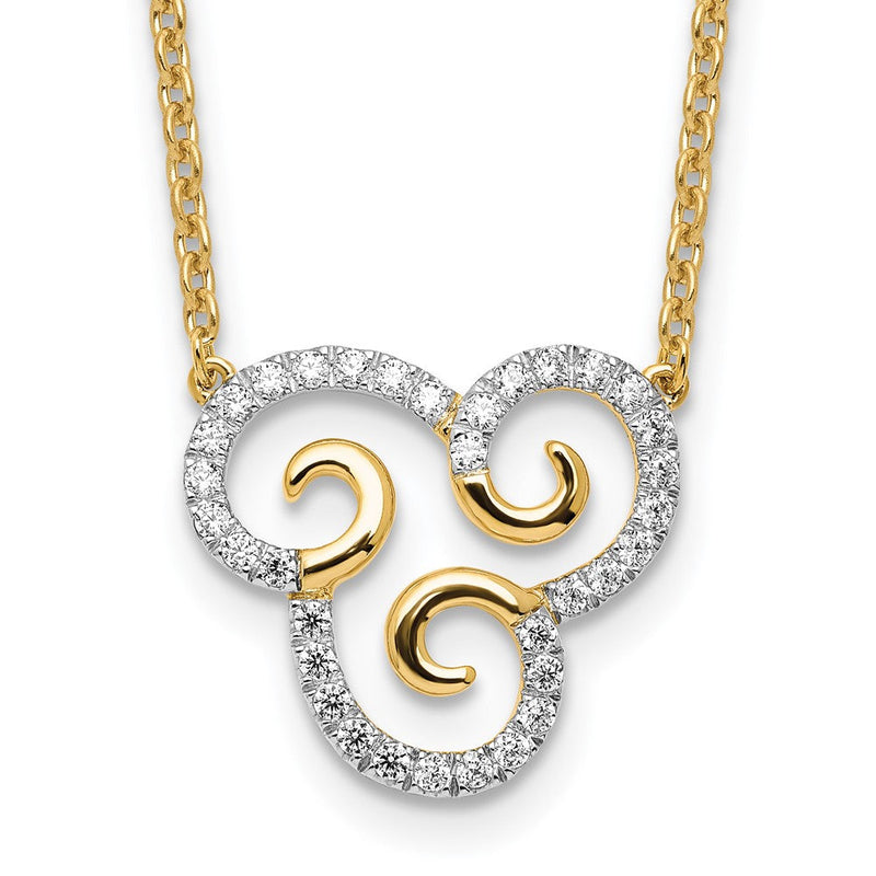 14K Gelbgold 1/4 Ct. Im Labor Gezüchtet Diamant Vs/si+ G+ Swirls 18 Zoll Halskette