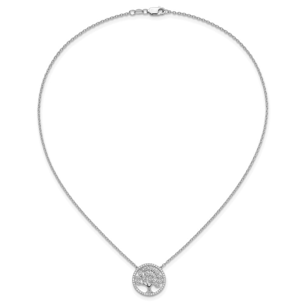 14K Weißgold 1/3 Karat Im Labor Gezüchtet Diamant Vs/si+ G+ 18 Zoll Baum Of Leben Halskette