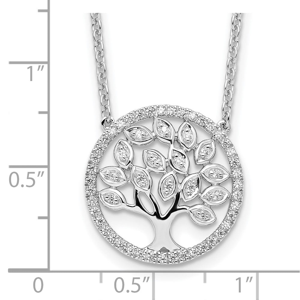 14K Weißgold 1/3 Karat Im Labor Gezüchtet Diamant Vs/si+ G+ 18 Zoll Baum Of Leben Halskette