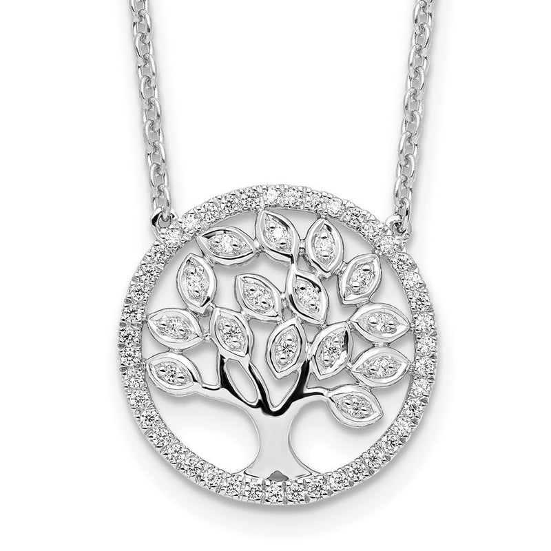 14K Weißgold 1/3 Karat Im Labor Gezüchtet Diamant Vs/si+ G+ 18 Zoll Baum Of Leben Halskette