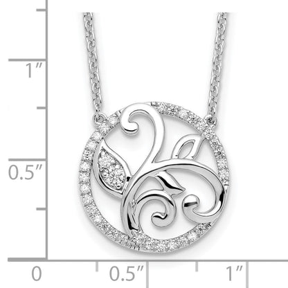 14K Weißgold Im Labor Gezüchtet Vs/si+ G+ Diamant Blumen Kreis Halskette