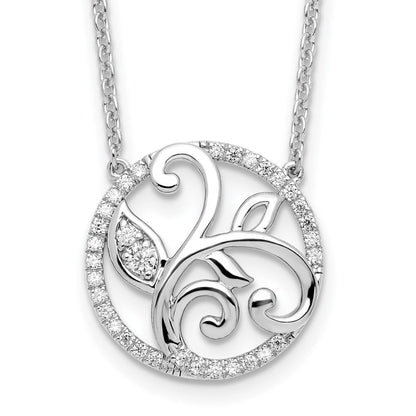 14K Weißgold Im Labor Gezüchtet Vs/si+ G+ Diamant Blumen Kreis Halskette